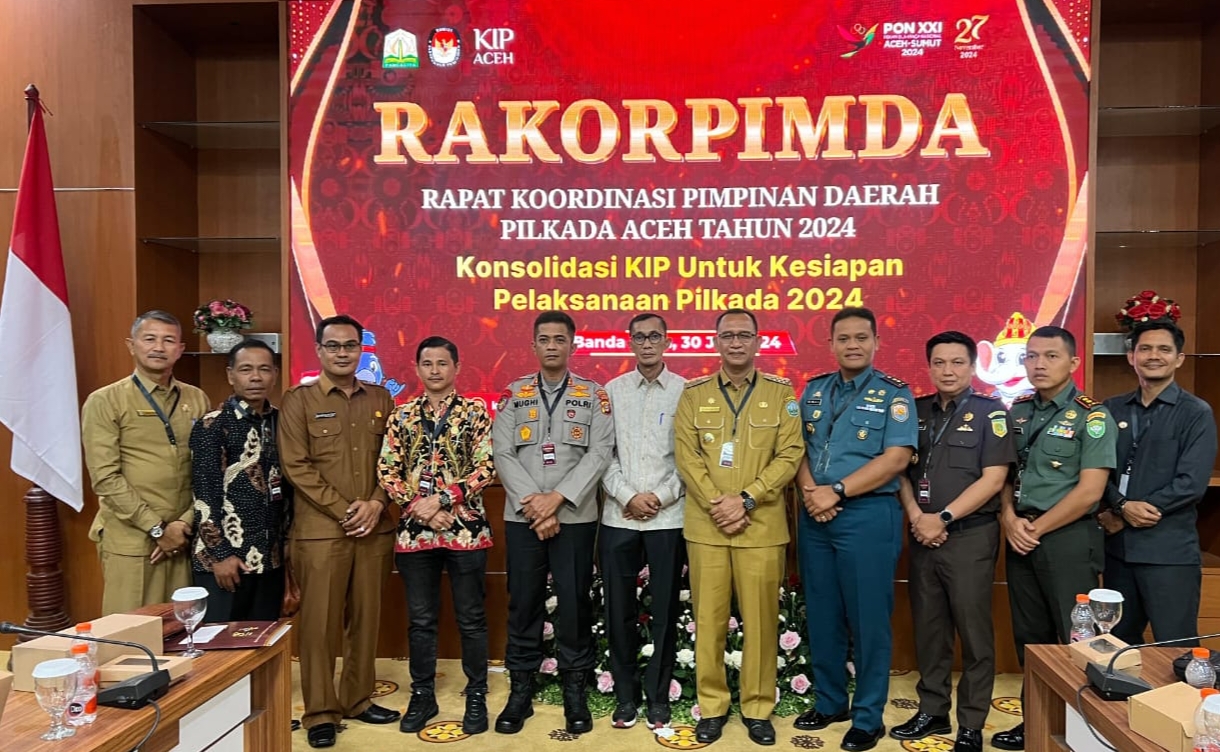 Pj. Bupati dan Forkopimda Aceh Selatan Hadiri Rakor Pimda Pilkada Aceh 2024